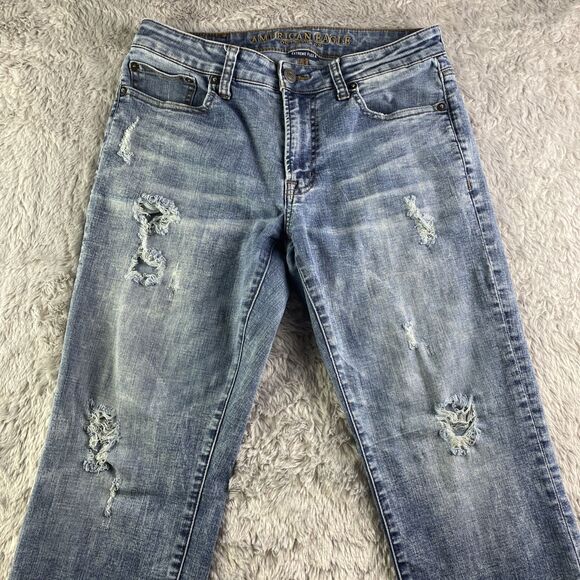 American Eagle Jeans Mens 30x30 Blue Extreme Flex 4 Distressed Original Straight - Picture 3 of 13